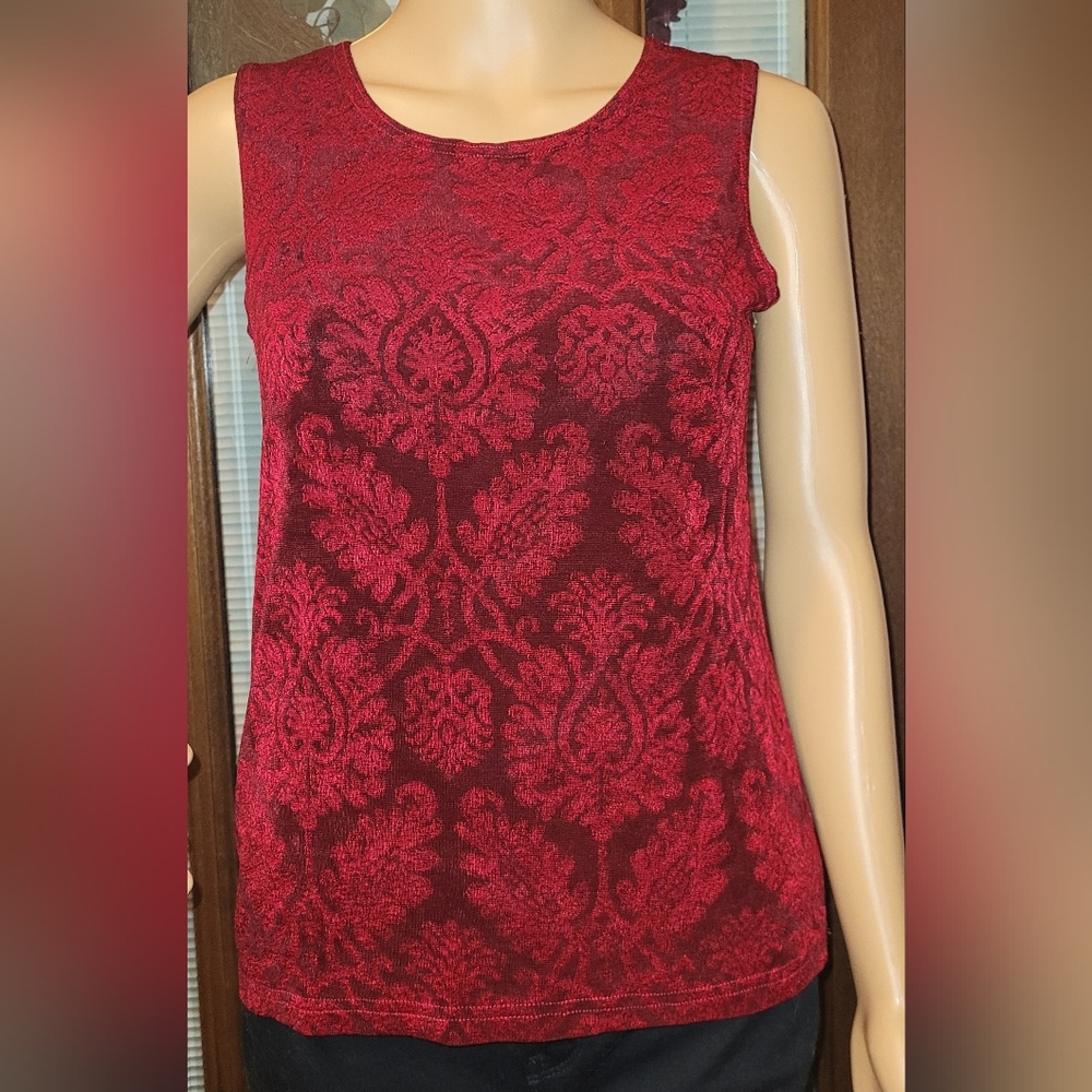 Coldwater Creek Small Red Jacquard Knit Tank